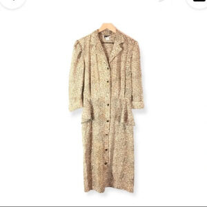 Vintage Leopard Print Peplum Shirtdress Dress